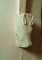 Deerhurst carved animal head