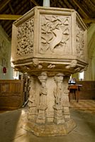 The reverse of the font. The carving is remarkably crisp and clean.