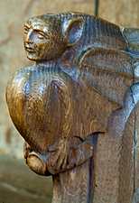 Pew end carving