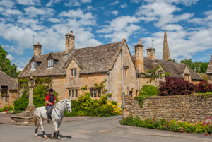 A horse and rider in Stanton, Gloucestershire