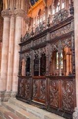 A beautifully carved wooden screen