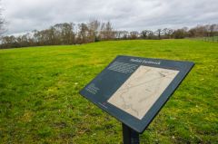 English Heritage information panel at the site entrance