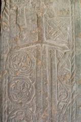 Medieval grave slab in the cloister