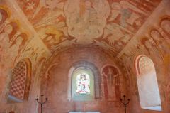 The richly painted chancel