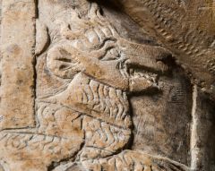 Beast carvinfg on the effigy of Sir William Disney