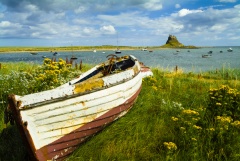 View from across Holy Island harbour