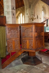 The octagonal Jacobean pulpit