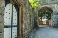 The castle gatehouse from inside the grounds