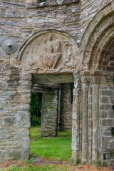 Side view showing Christ in Majesty carving