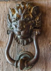 Lion knocker on the front door