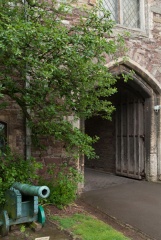 A cannon guards the castle entrance