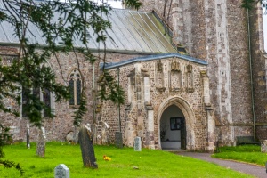 The 1520 south porch and churchyard
