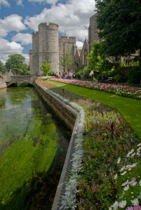 The riverside garden and the medieval West Gate