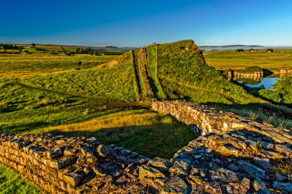 Dawn at Cawfields milecastle and Hadrian's Wall