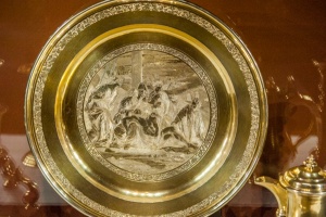 Golden plate on display