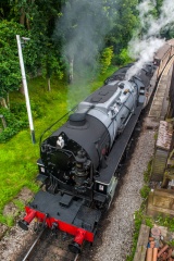 A steam locomotive in action on the KWVR at Haworth