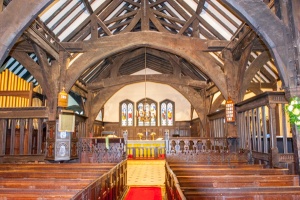 The timber-framed nave