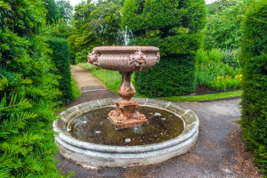 A fountain in the formal gardens