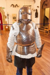 Trying on armour in the Great Hall