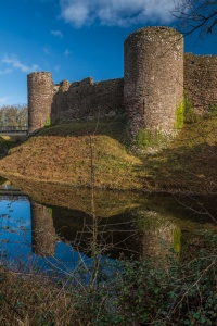 The castle reflected in the moat