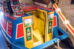 A restored narrowboat in the museum