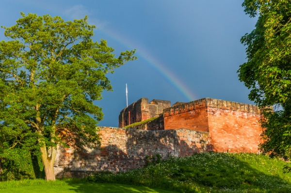 A rainbow over Carlisle Castle