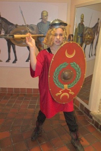 Dressing up as a Roman soldier, Corinium Museum