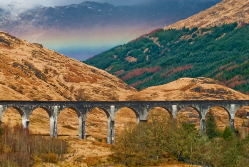 A rainbow over the Glenfinnan Viaduct