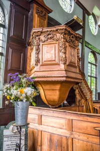 The ornately carved pulpit by Grinling Gibbons