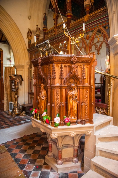 The ornate Victorian pulpit