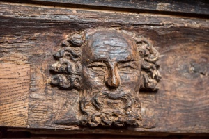 14th century head on the chapel screen