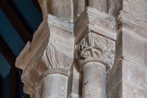 Carved capitals, tower crossing
