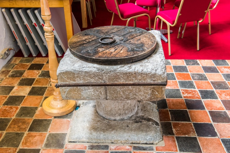 The 12th century font from St Peter Old Church