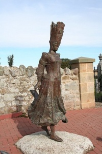 Bronze sculpture of a Pictish Princess outside the church