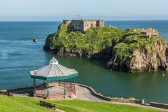 The restored bandstand and St Catherine's Island