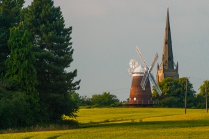 The mill and St John the Baptist Church, Thaxted