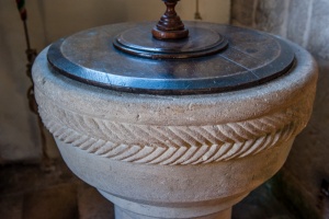 Norman decorative carving on the font