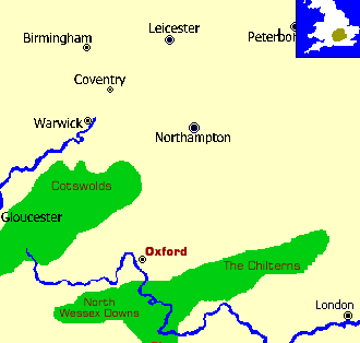 Oxford, England area map