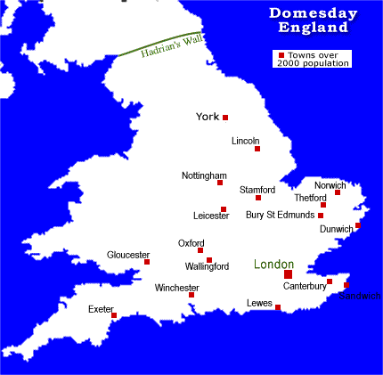 There were only 18 towns of over 2000 inhabitants in the Domesday England of