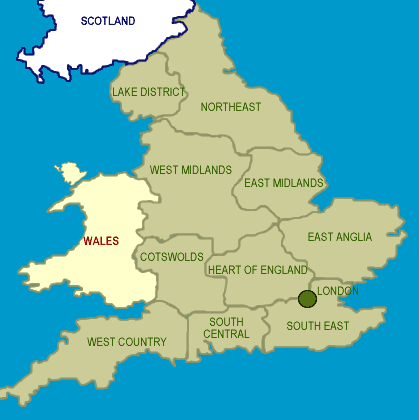 Regions on Britain Express Virtual Tour Of England