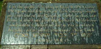 Plaque remembering the massacre of the Jews in 1190