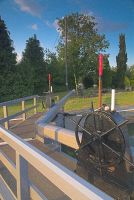 St John's Lock. The lock keeper has constructed a miniature village beside the lock
