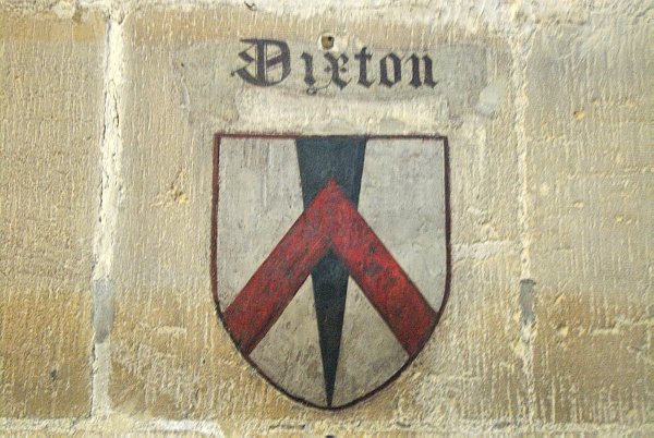 Coat of arms of Richard Dixton (d.1438) in the Trinity Chapel. Dixton was co-founder of the chapel. Photo of the Church of St John Baptist, Cirencester, Gloucestershire.