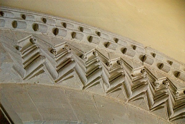 Chancel arch detail. Photo of St Mary's Church, Great Barrington, Gloucestershire.