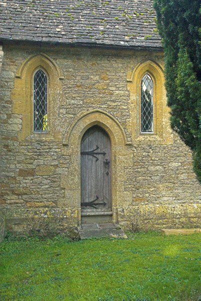 Door in the south wall of the chancel. Photo of St Mary the Virgin Church, Icomb, Gloucestershire.