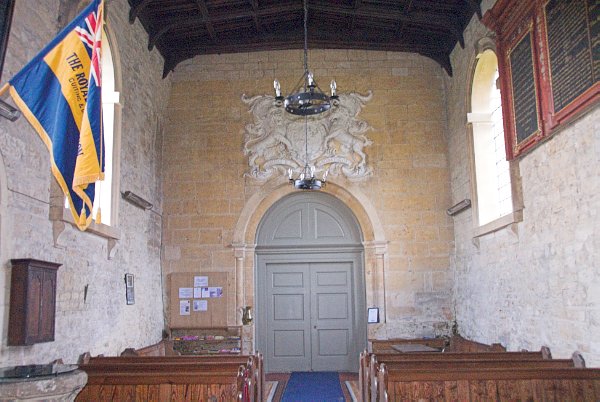 View of the nave looking towards the west door. Photo of St Mary's Church, Temple Guiting, Gloucestershire. Part of the Britain Express Historic Picture Library.