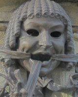 Carved head on the base of the Shakespeare Memorial
