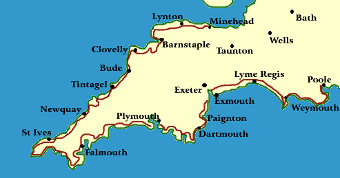 South West Coastal Path Map South West Coast Path National Trail