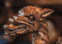 Carved dragon head in the choir