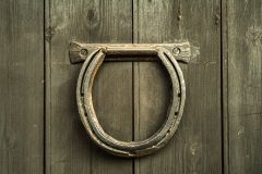 Horse shoe door knocker on an Allerford cottage